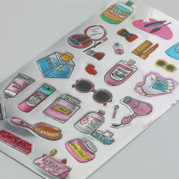 Наклейка пластик "Косметика/Учебный процесс" МИКС 9,5х17,5 см