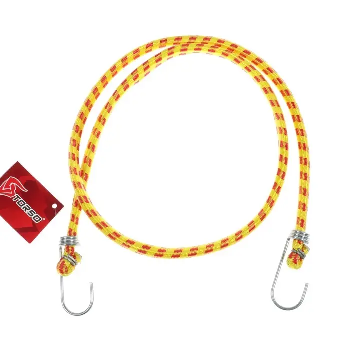 Резинка для крепления багажа TORSO, 120 см, d=10 мм, металлические крючки, МИКС