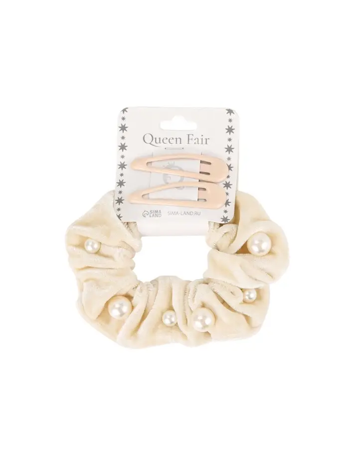 Набор для волос &laquo;Глория грация&raquo;, резинка 7 см, 2 заколки 5 см, бежевый