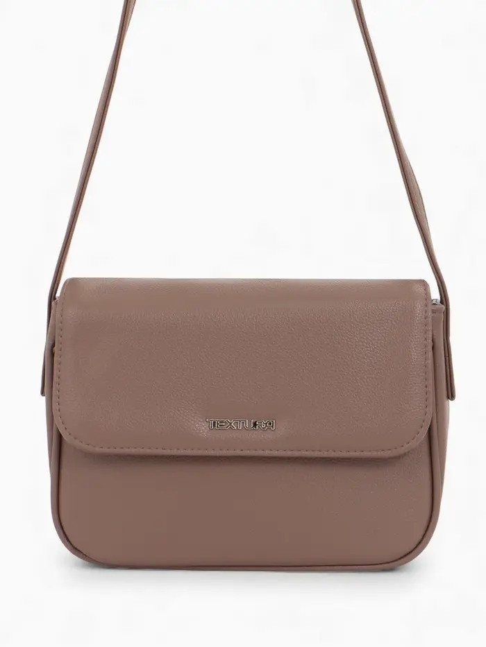 Сумка женская мессенджер TEXTURA на магните, 25&times;7.5&times;19 см, бежевая