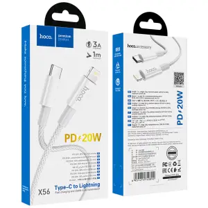 Кабель Type-C на Lightning 1M 20W X56 HOCO белый
