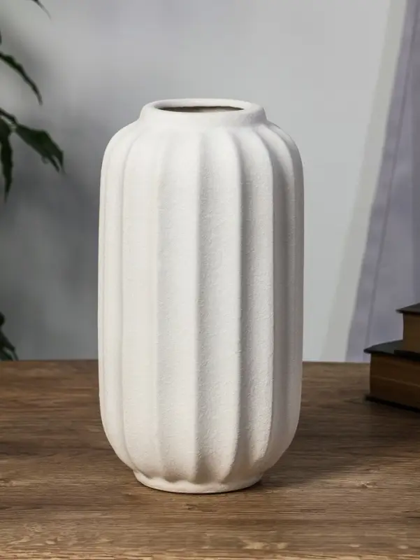 Ваза керамика настольная Ваза керамика настольная "Абиджил" бочка линии, h=24,5х12, d=7 см, белый