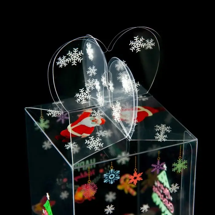 Коробка подарочная новогодняя складная ПВХ «Веселый Дед Мороз» 6×6×10 см Коробка подарочная новогодняя складная ПВХ «Веселый Дед Мороз» 6×6×10 см