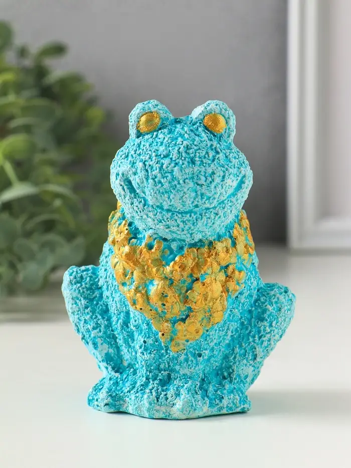 Фигурка гипс &laquo;Жаба из цветов&raquo;, 11&times;9&times;5 см, изумрудный с золотом