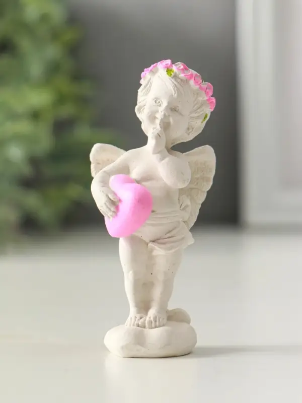 Фигура Фигура "Ангел с сердцем стоит" 8см, белый