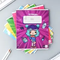 Тетрадь в клетку 12 листов А5, на скрепке «Тока для тебя», обложка мелованный картон, блок №2, 5 видов МИКС