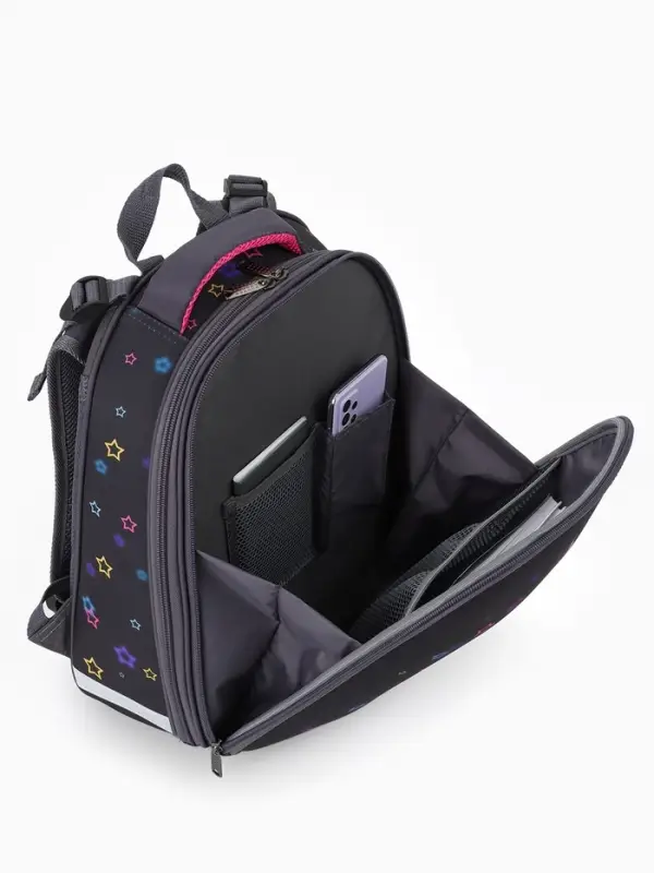 Рюкзак школьный для девочки &laquo;Звездочки&raquo;, Stavia, эргономичная спинка, 30&times;16&times;38 см, серый