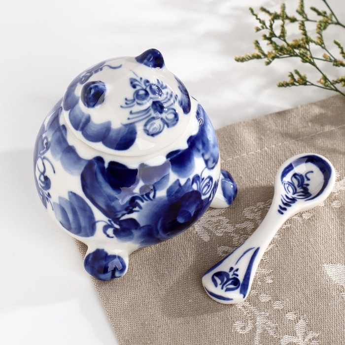 Солонка &laquo;Кот&raquo;, гжель