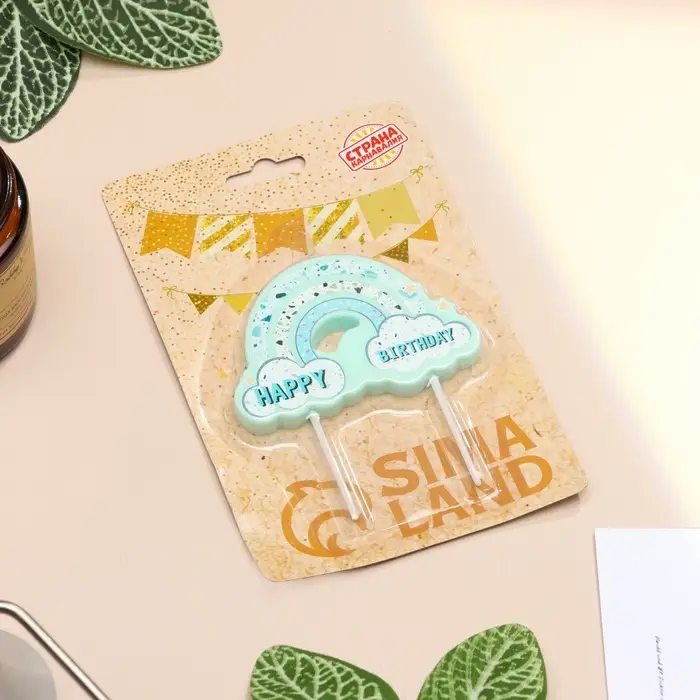 Свеча для торта &laquo;Воздушная радуга&raquo;, голубая