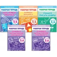 Рабочие тетради для детей 5-6 лет, набор 5 шт., Бортникова Е.Ф.