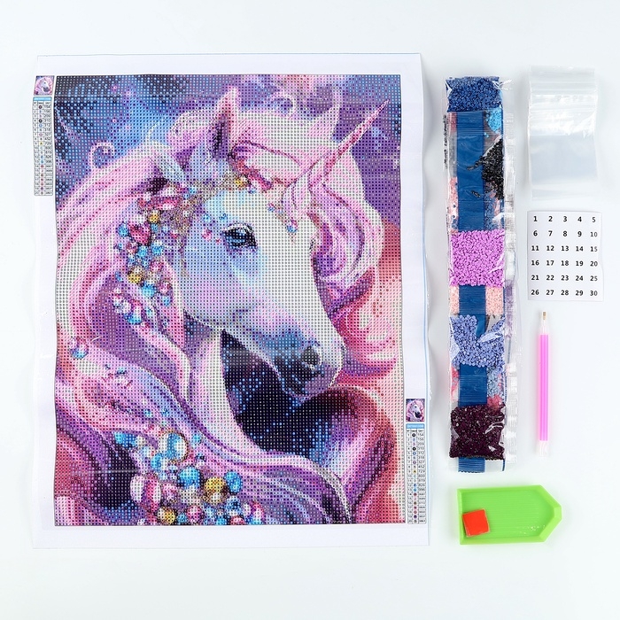 Алмазная мозаика с полным заполнением на холсте «Драгоценный единоро», 30 х 40 см Алмазная мозаика с полным заполнением на холсте «Драгоценный единоро», 30 х 40 см