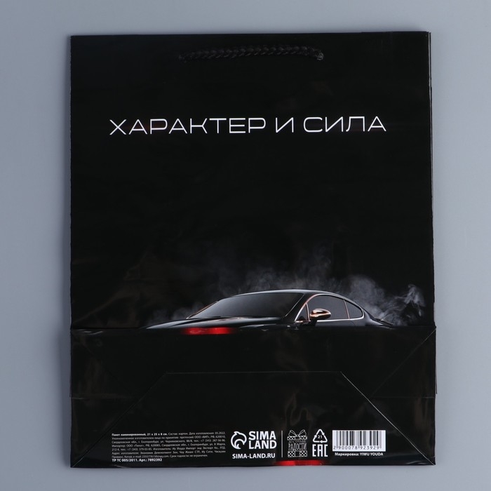 Пакет подарочный ламинированный вертикальный, упаковка, «С 23 февраля!», ML 21 х 25 х 8 см
