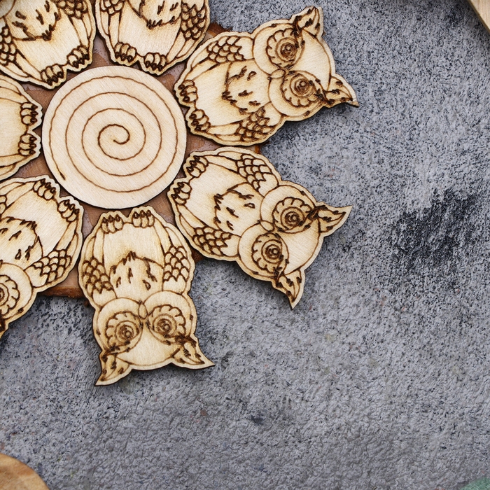 Подставка под горячее «Совы», D=11 см, можжевельник Подставка под горячее «Совы», D=11 см, можжевельник