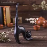 Сувенир дерево "Кошка под кольца черная выгнутая" 15х3х25 см