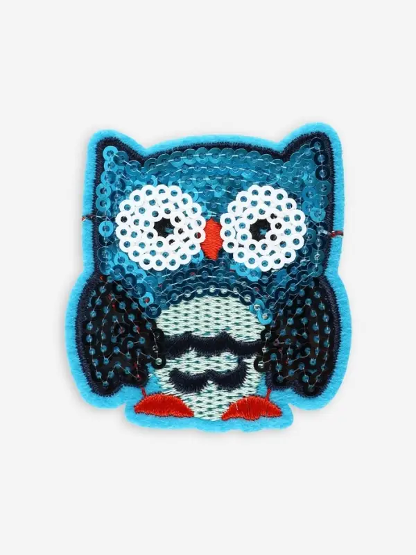 Термоаппликация «Сова», с пайетками, 6×5.3 см, синяя Термоаппликация «Сова», с пайетками, 6×5.3 см, синяя