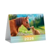 Календарь 2026 настольный, домик «Лошадь с котом» 14×20 см