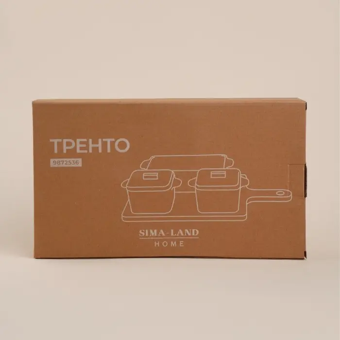 Набор для подачи блюд SL Home &laquo;Тренто&raquo;, на подставке, 4 предмета: 3 ёмкости 500/250 мл, подставка, фарфор, белый