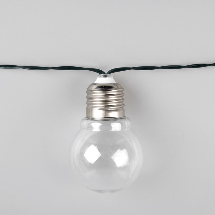 Гирлянда «Нить», 2.7 м, с насадками в виде ламп, IP44, 10 LED, 8 режимов, солнечная батарея, тёмная нить, свечение тёплое белое