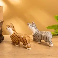 Сувенир «Полосатая кошка», 11×3×9 см, дерево, МИКС