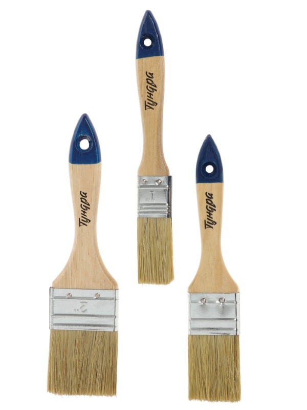 Набор кистей ТУНДРА, натуральная щетина, деревянная рукоятка, 1-1.5-2 Набор кистей ТУНДРА, натуральная щетина, деревянная рукоятка, 1-1.5-2" (25, 38, 50 мм)