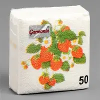 Салфетки бумажные Гармония цвета многоцветие "Земляника", 24*24 см 50 листов