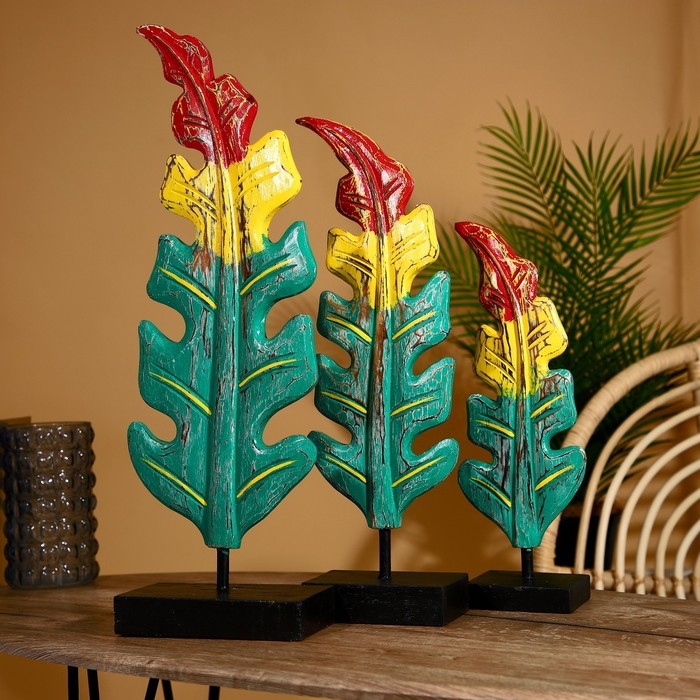 Интерьерный декор  Интерьерный декор "Листья" албезия (набор 3 шт) 60,50 и 40 см