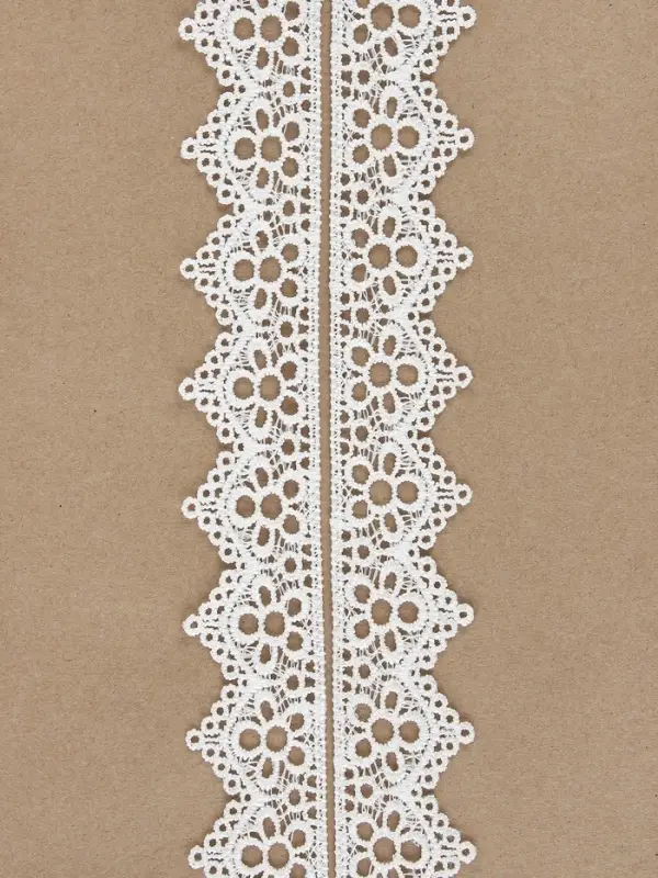 Кружево гипюровое, 35 мм &times; 9 &plusmn;0.5 м, цвет белый