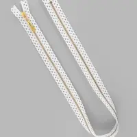 Молния металлическая, №3, неразъёмная, замок автомат, 60 см, декоративная, белая