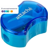 Точилка Attache, 1 отверстие, с контейнером, эргономичн, в ассорт
