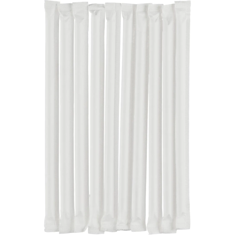 Трубочка для коктейля бумажная 8 мм., Длина 197 мм. В инд. уп., 1000шт/уп