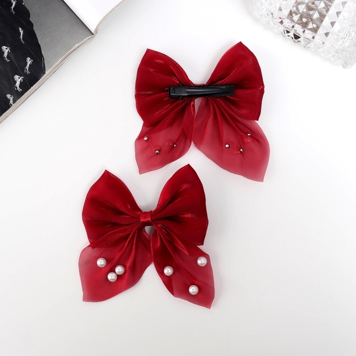 Зажим для волос  Зажим для волос "Марта" (набор 2 шт) грация, 7,5 см, красный