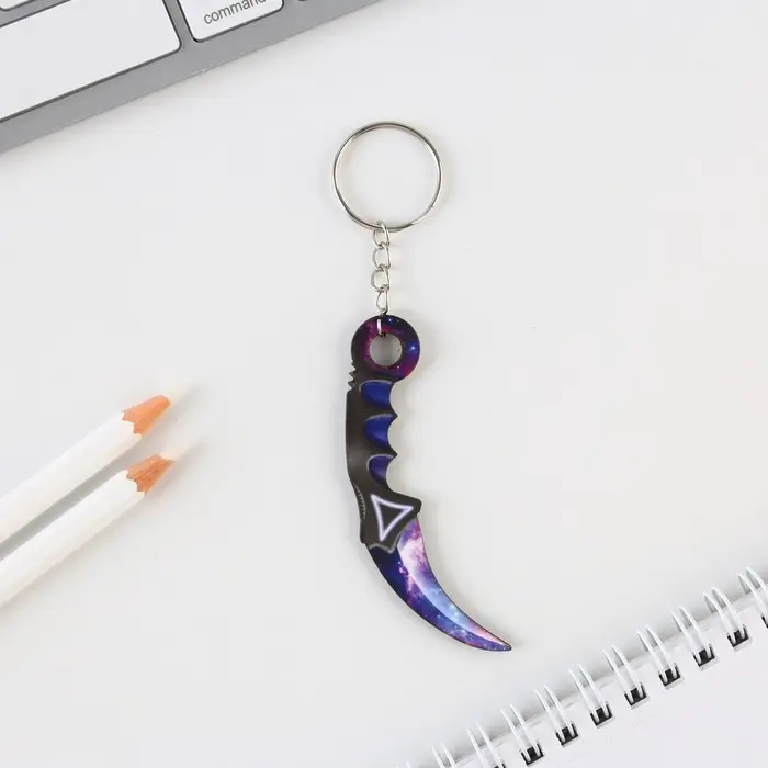 Брелок для ключей деревянный "Керамбит", космос, 2,5 х 7 см