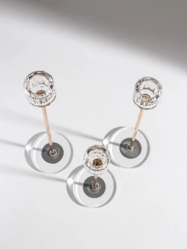 Подсвечник стекло, металл  Подсвечник стекло, металл "Эстетика" d=2,2 см набор 3 шт h=23, 28 и 33 см