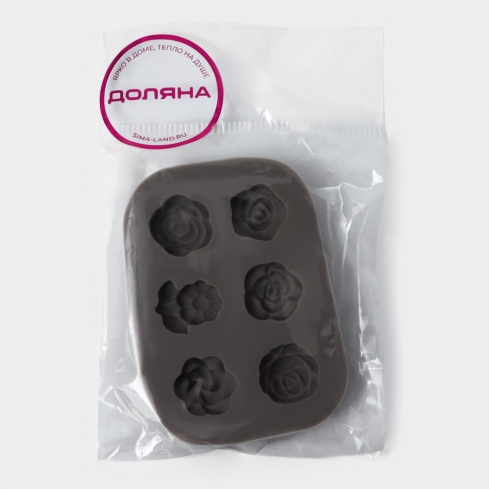 Молд Доляна «Розочки», силикон, 6,5×4,5×0,9 см, цвет серый Молд Доляна «Розочки», силикон, 6,5×4,5×0,9 см, цвет серый