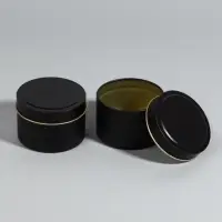 Баночка для хранения, 120 мл, набор 2 шт., металлическая, матовая, чёрная