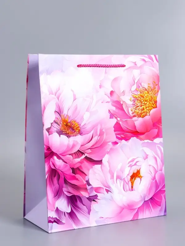 Пакет подарочный ламинированный &laquo;Пионы&raquo;, 26&times;12&times;32 см