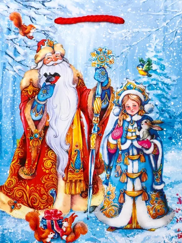 Пакет подарочный новогодний ламинированный, «Дед Мороз и Снегурочка» , 18×10×22.3 см Пакет подарочный новогодний ламинированный, «Дед Мороз и Снегурочка» , 18×10×22.3 см