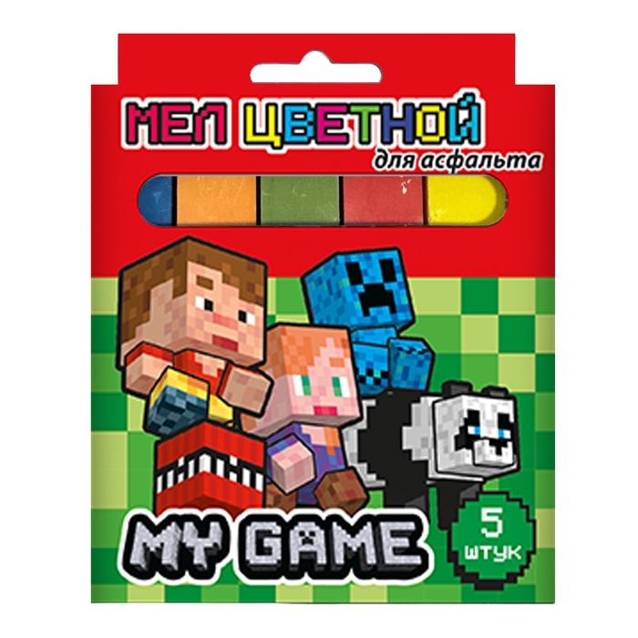Мел цветной  Мел цветной "My Game", для асфальта, 1,7х1,7, длина 9,1 см. 5 шт