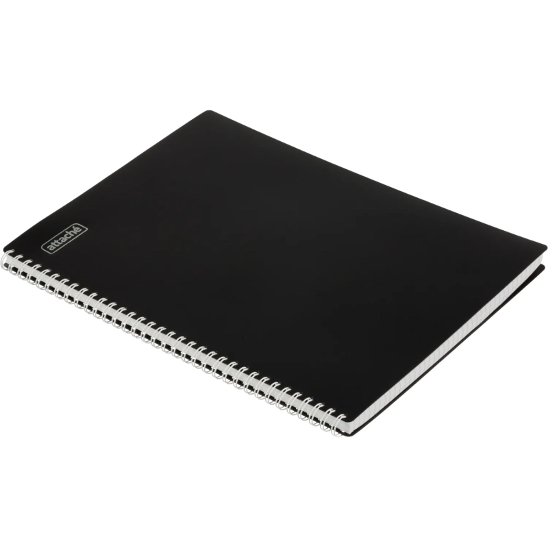 Бизнес-тетрадь А4 120л Attache гребень клетка пластик черн с тиснением