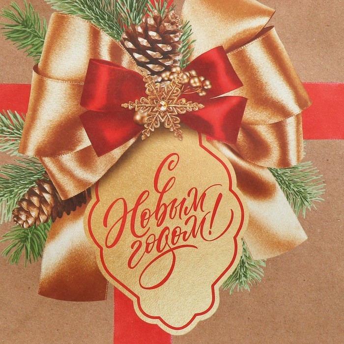 Пакет подарочный новогодний крафтовый горизонтальный «Подарок в Новый год», ML 27 х 23 х 11.5 см, Новый год Пакет подарочный новогодний крафтовый горизонтальный «Подарок в Новый год», ML 27 х 23 х 11.5 см, Новый год