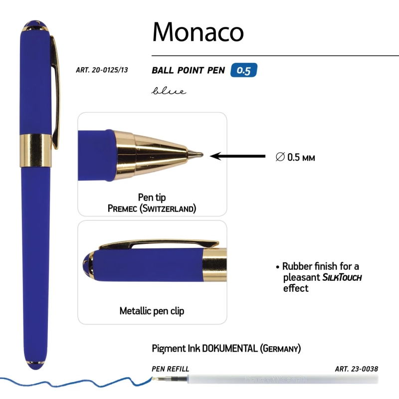 Ручка шариковая неавтомат. MONACO син-фиол кор,0,5,син,манж20-0125/13
