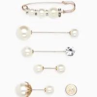 Набор булавок (6 шт.) &laquo;Жемчужное ассорти&raquo;, 6.5 см, белый в золоте