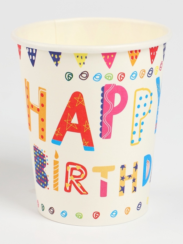 Набор бумажной посуды Набор бумажной посуды "С днём рождения", набор 12 шт.,