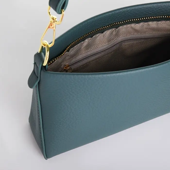 Сумка женская кросс-боди на молнии, 25.5&times;6.5&times;12.5 см, зелёная