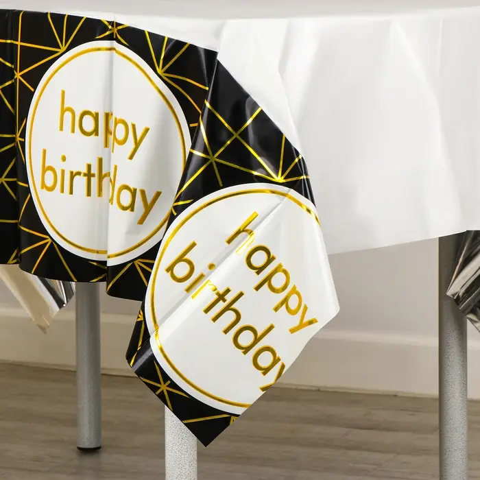 Скатерть &laquo;С днём рождения&raquo;, 137 &times; 183 см, цвет чёрный