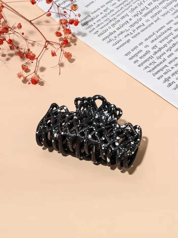 Крабик для волос &laquo;Эфи&raquo;, паутинка, 9 см, чёрный, белый