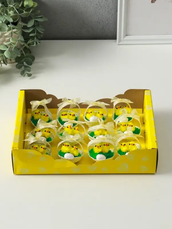 Фигурка пасхальная &laquo;Цыплята в корзинке с яичком&raquo;, набор 12 шт., 5&times;5&times;5 см