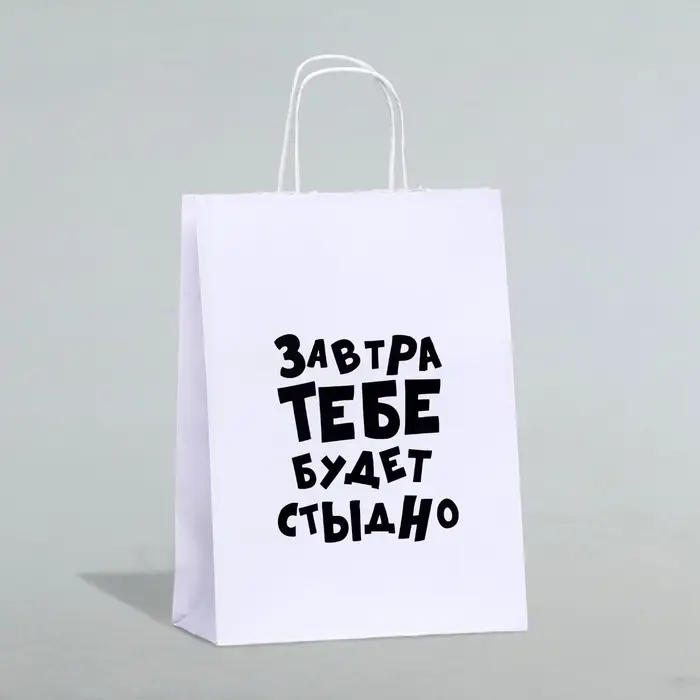 Пакет подарочный «Завтра тебе будет стыдно», 24×10.5×32 см, 1 шт. Пакет подарочный «Завтра тебе будет стыдно», 24×10.5×32 см, 1 шт.