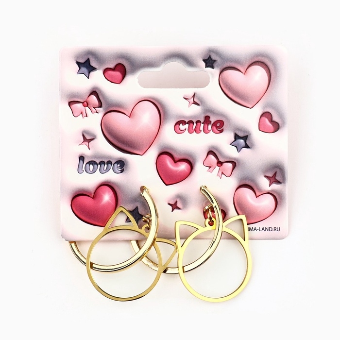 Серьги-кольца с подвесом  Серьги-кольца с подвесом "Cute", 3 см