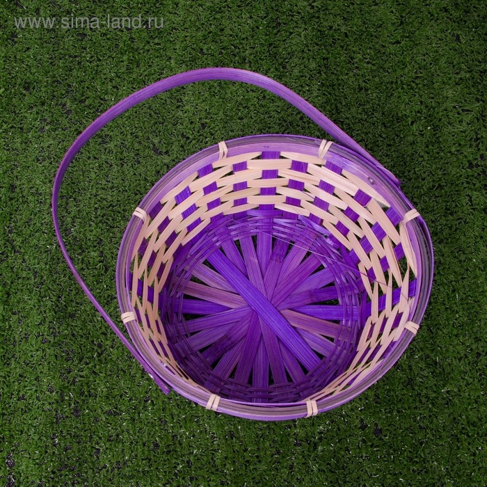 Корзина плетеная, бамбук, 21х21х10/24 см, фиолетовая Корзина плетеная, бамбук, 21х21х10/24 см, фиолетовая